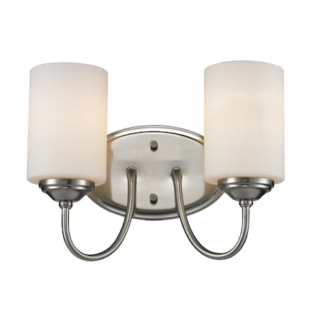 Z-Lite Cardinal 2 Light Vanity, Brushed Nickel & Matte Opal 434-2V-BN
